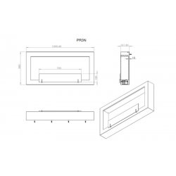 Estufa de Bioetanol BIOHOGARES Noruega XL - De pared 1.20 X 0.58 c/ vidrio