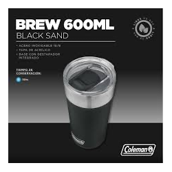 VASO TERMICO COLEMAN BREW 600ML BLACK SAND c/ destapador 2097439