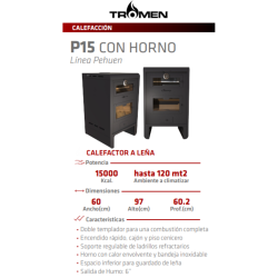 SALAMANDRA TROMEN PEHUEN P15 C/Horno - 15000 KCAL.